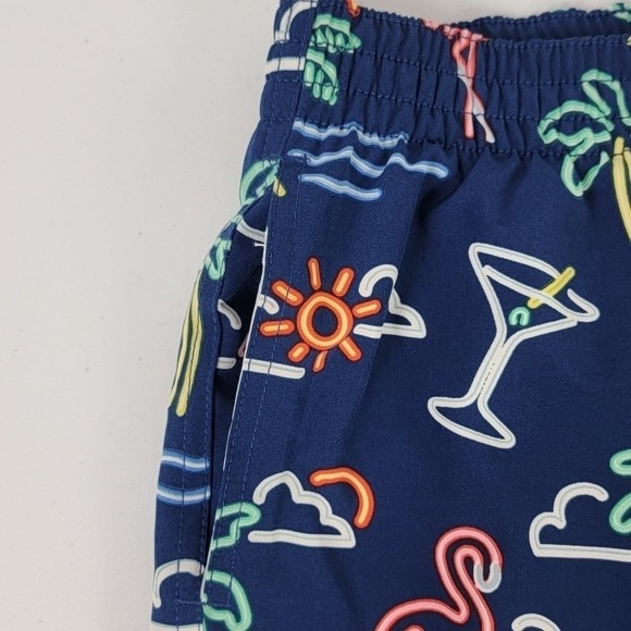 Chubbies‎ NEW Men's Small Navy Neon Lights 7" Inseam Flamingo Retro Swim Trunks - Picture 4 of 13